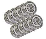 10 Unflanged Shielded Slot Car Axle Bearing 1/8 x 1/4 inch Bearings