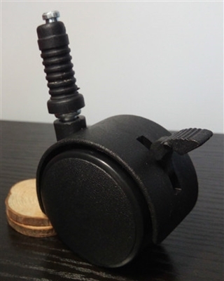 Pack of 100 Black Plastic 2" Inch Caster Wheel with Brake 12.2mm Threaded Stem