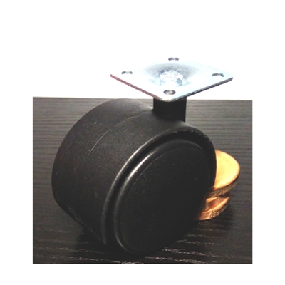Black Plastic Caster Wheel 2 Inch Swivel Plate Caster with 75lb. Load Rating-Pack of 10