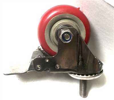 3" Inch Stainless Steel Caster PU Wheel with Stem and with Brakes