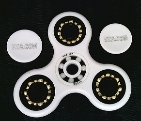 White Fidget Hand Spinner Toy with Center full Ceramic ZRO2 Bearing, 3 outer bronze Bearings 42Q