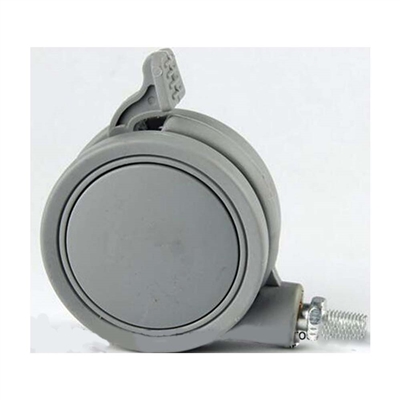 2.5" Inch Gray Twin Wheels Swivel Caster with Brakes and M8 hreaded swivel stem- Pack of 10