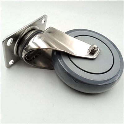 4" Inch Swivel Stainless Steel Caster TPR Wheel with Top Plate
