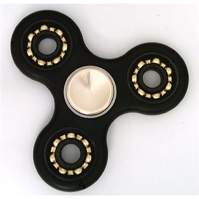 Black Fidget Hand Spinner Toy : Center Full Ceramic ZrO2 Bearing : 3 outer Bronze Bearings : Brass caps 42Q