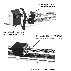 3' Feet Actuator NEMA 23 CNC Ballscrew Linear Motion Slide Rail Table with a Motor