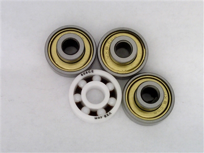 Heavy Tri Fidget Spinner Bearing Kit : Full Ceramic ZrO2 Center Bearing and 3 Extended Shielded Bearings