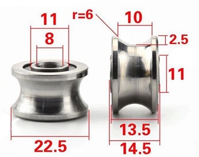 8mm Bore Bearing with 22.5mm Pulley U Groove Track Roller Bearing 8x22.5x13.5mm