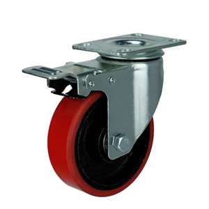 60mm Iron  and  Polyurethane Caster Wheel 176 lbs Swivel and Upper Brake Top Plate