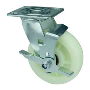 5" Inch co-polypropylene Caster Wheel 617 lbs Swivel and Center Brake Top Plate