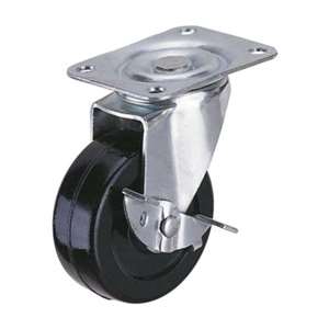 40mm Rubber Caster Wheel 44 lbs Swivel and Center Brake Top Plate