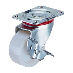40mm Plastic Caster Wheel 44 lbs Swivel and Center Brake Top Plate