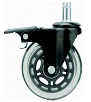 64mm Polyurethane Caster Wheel 77 lbs Swivel and Upper Brake