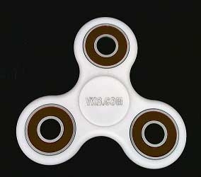 White Fidget Hand Spinner Toy with Center Ceramic Bearing, 3 outer Brown Bearings