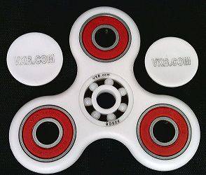 White Fidget Hand Spinner Toy with Center Ceramic Bearing, 3 outer colored Bearings 42Q