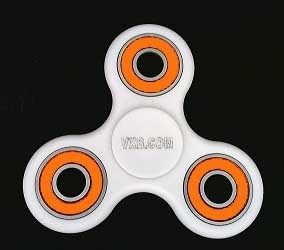 White Fidget Hand Spinner Toy with Center Ceramic Bearing, 3 outer Orange Bearings