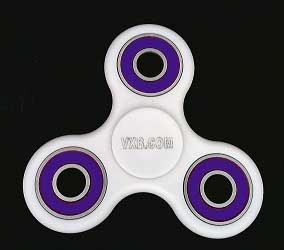 White Fidget Hand Spinner Toy with Center Ceramic Bearing, 3 outer Purple Bearings