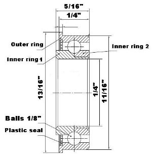 F0822 Unground Flanged 1/4" bore:Full Complement:vxb:Ball Bearing