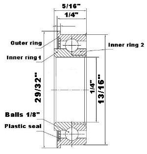 F0826 Unground Flanged 1/4" bore:Full Complement:vxb:Ball Bearing