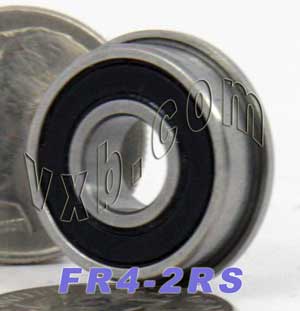 Flanged Bearing FR4-2RS 1/4"x5/8"x0.196":Sealed:vxb:Ball Bearing
