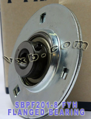 1/2 Stamped steel plate round three-bolt flange type Bearing SBPF201-8:vxb:Ball Bearing