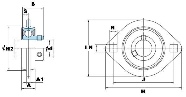 1/2 Stamped steel plate oval two bolt Flanged Bearing SBPFL201-8:vxb:Ball Bearing