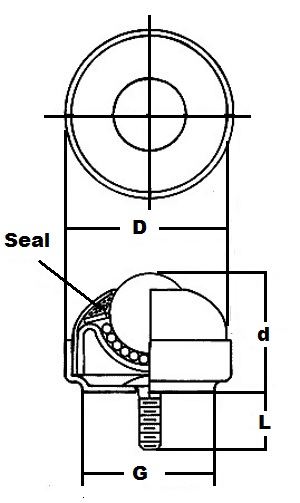 SBT-1 CS/SS 1/4" Stud Mounted Ball Transfer Unit 1" Main Ball:vxb:Ball Bearing