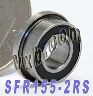 SFR155-2RS Flanged Bearing 5/32"x5/16"x1/8":Stainless:Sealed:vxb:Ball Bearing